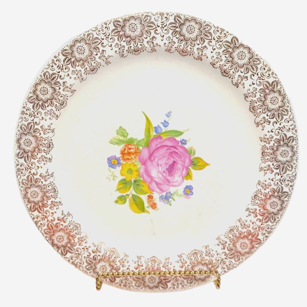 Vintage American Limoges Sebring Serving Platter PRIMERCO 12” Ohio USA 22K Gold